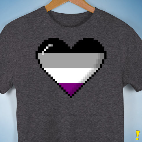 Asexual Pride 8-Bit Pixel Heart Premium Unisex T-Shirt - Dark Grey Heather